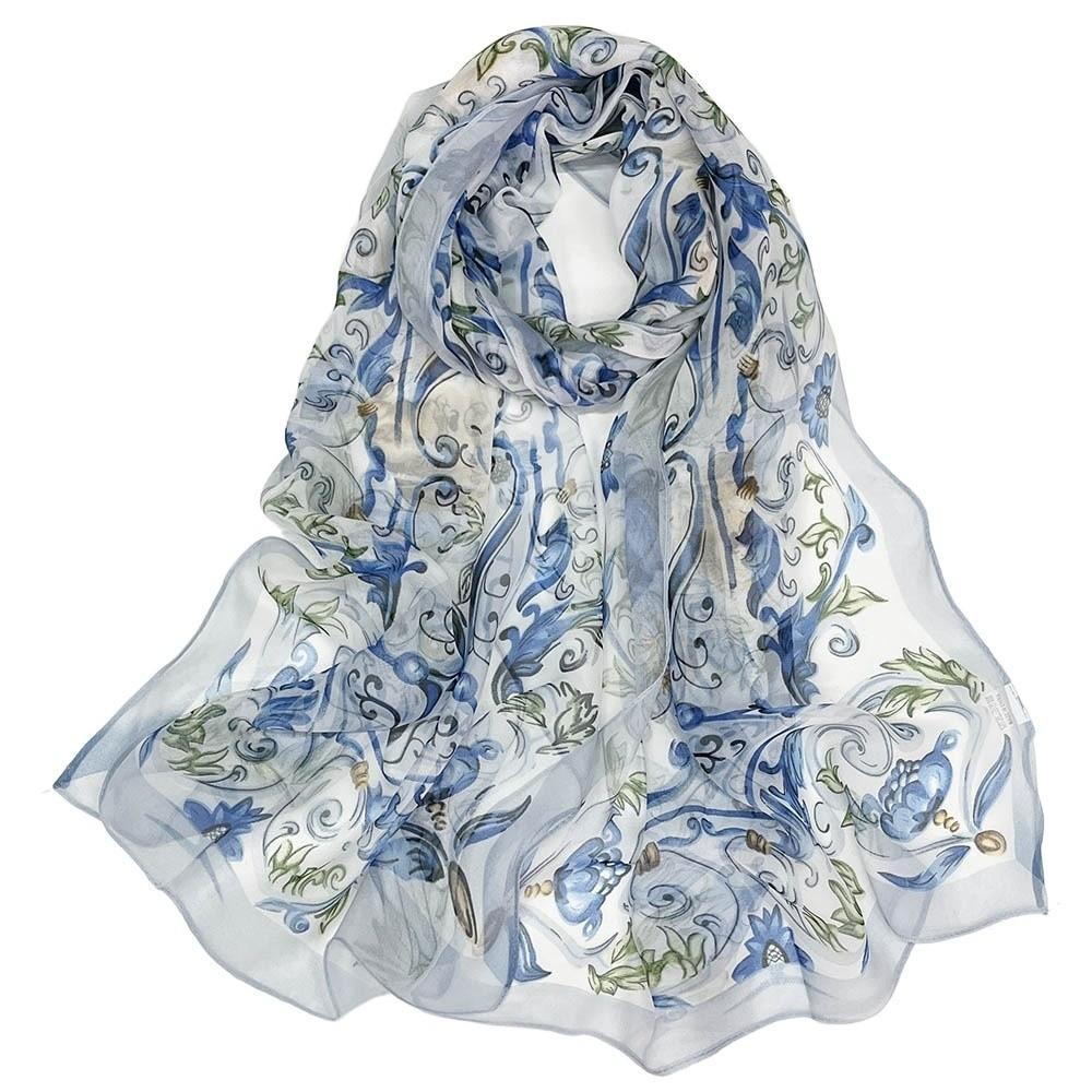 Sun-Resistant Silk Scarf Breathable Long Wraps Portable Bandana  for Women