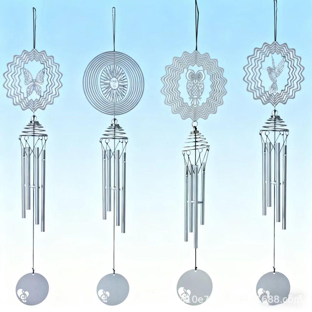 Stainless Steel Mandala Rotating Wind Chime: Decorative European & American Hanging Ornament