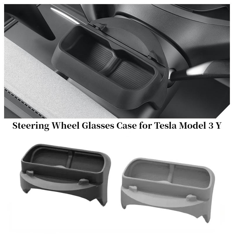 Silicone Storage Box for Tesla Model 3 Y 2025-23 Steering Wheel Glasses Case GPS Navigation Mobile Phone Holder Car Accessories
