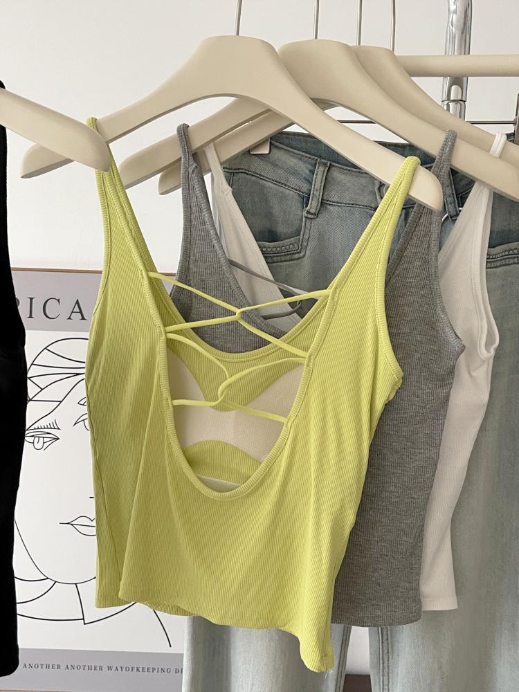 Women's Spring Cross Strap Backless Egg Collar Slimming Camisole 7031