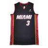 Heat #3 Wade Schwarzes Besticktes Basketballtrikot - Miami Edition