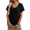 Summer Women's V-neck Pleated Loose Short Sleeved T-shirt for Women Shirt