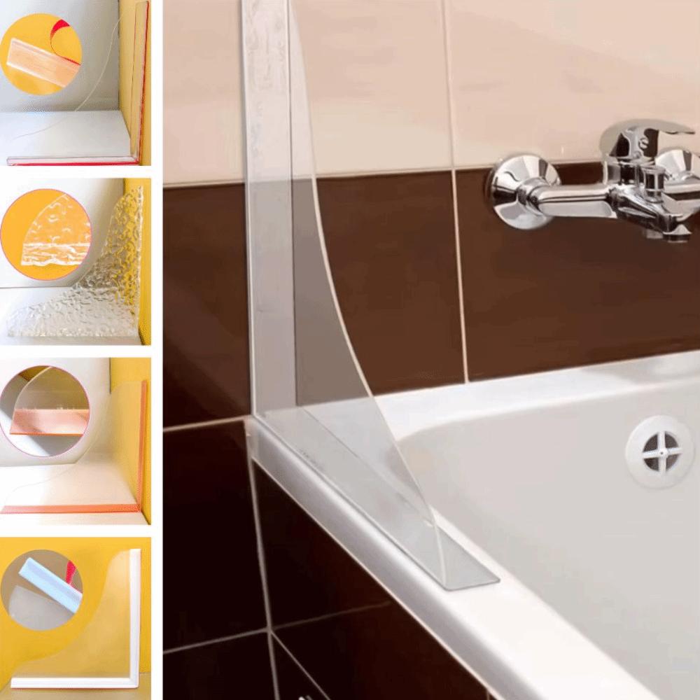 2Pcs Transparent Shower Splash Guard Self-Adhesive Baffle Plate Water Barrier Strip Bathtub