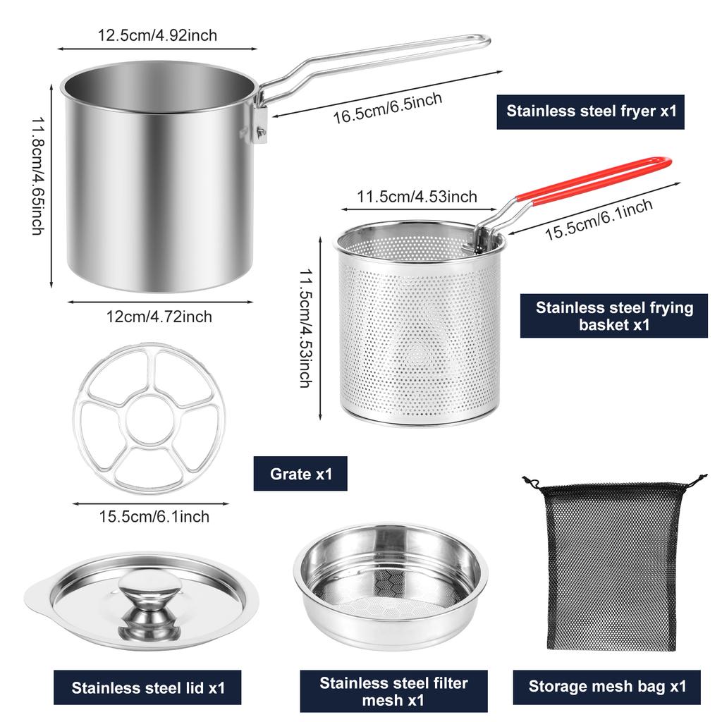 Deep Frying Pot Stainless Steel Fryer Pan Fry Pot with Basket and Lid Food Grade Deep Fryer Chicken Fried Chicken Cooking Tools