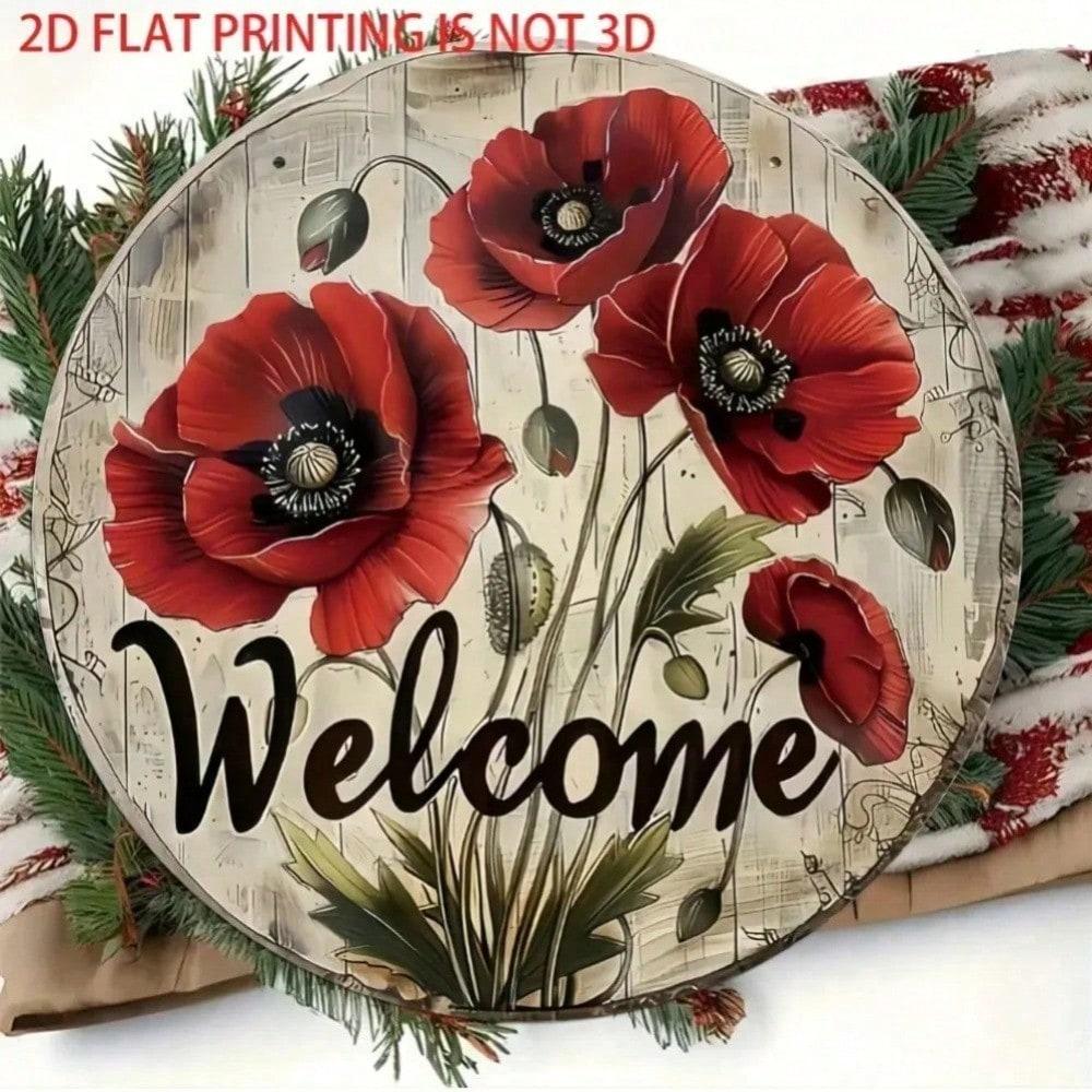 

Vintage Metal Round Welcome Sign 2D Farmhouse Wall Decor For Porch Garden Home Versatile Housewarming Gift 20x20 різнокольоровий