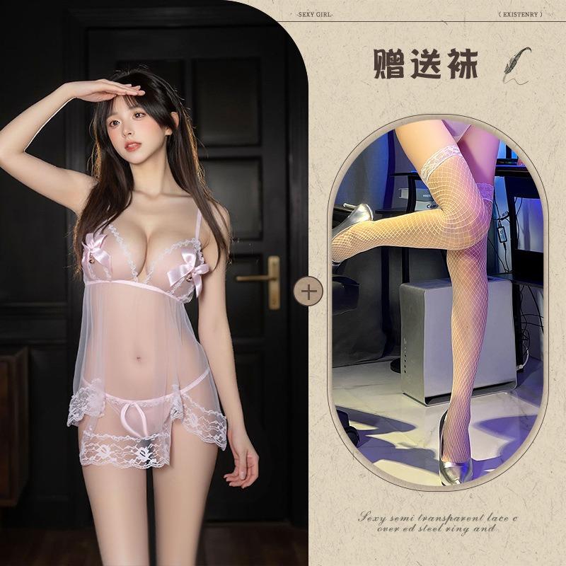 Bow Mesh Sexy Pajamas Small Breasts Pure Lust Lace Sweet New Girl Suspenders