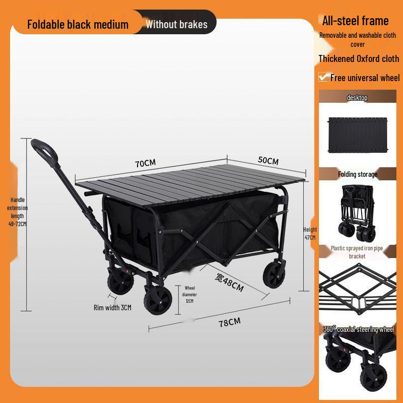 2025 Foldable Outdoor Camping Cart - Lightweight Picnic and Campsite Trolley