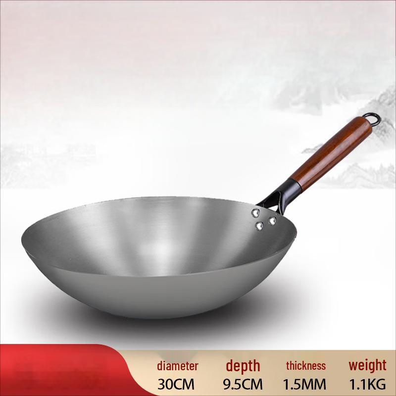 Traditional Wrought Iron Non-stick Wok, 30cm