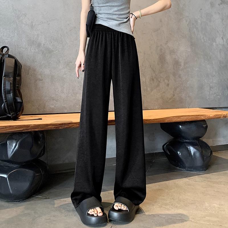 

Брюки из ледяного шелка с широкими штанинами для женщин на лето, тонкие, новый стиль, супергорячие, ниспадающие, ленивый стиль, свободные, из ацетатного атласа, прямые XXL