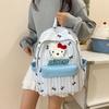 Schoolbag Japanese ins Cute Hello Kitty Striped Backpack Cartoon Puppy Bow Student School Bag Large Capacity Backpack
