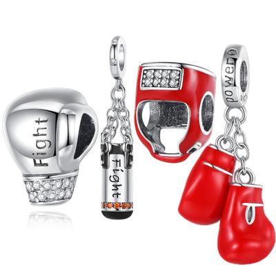 Red Helmet Boxing Gloves Punching Bag Boxing Sports Copper Plated For Charms Copper Plated Original Bracelet For Jewelry Making
