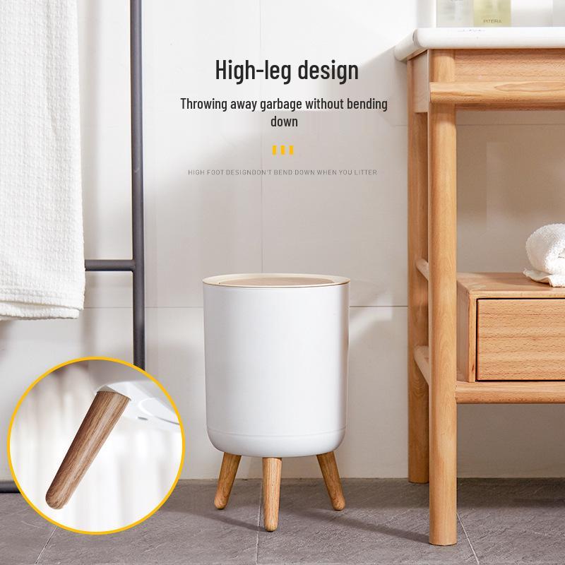 Nordic Style Luxury Trash Can with Press Lid for Home Bathroom and Living Room