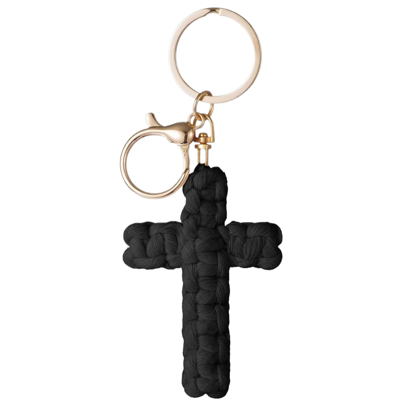 

Hand-woven Cross Keychain, Soft And Handmade Cross Keychain, Bohemian Decoration, A Gift Suitable For Both Men And Women. One Size чёрный