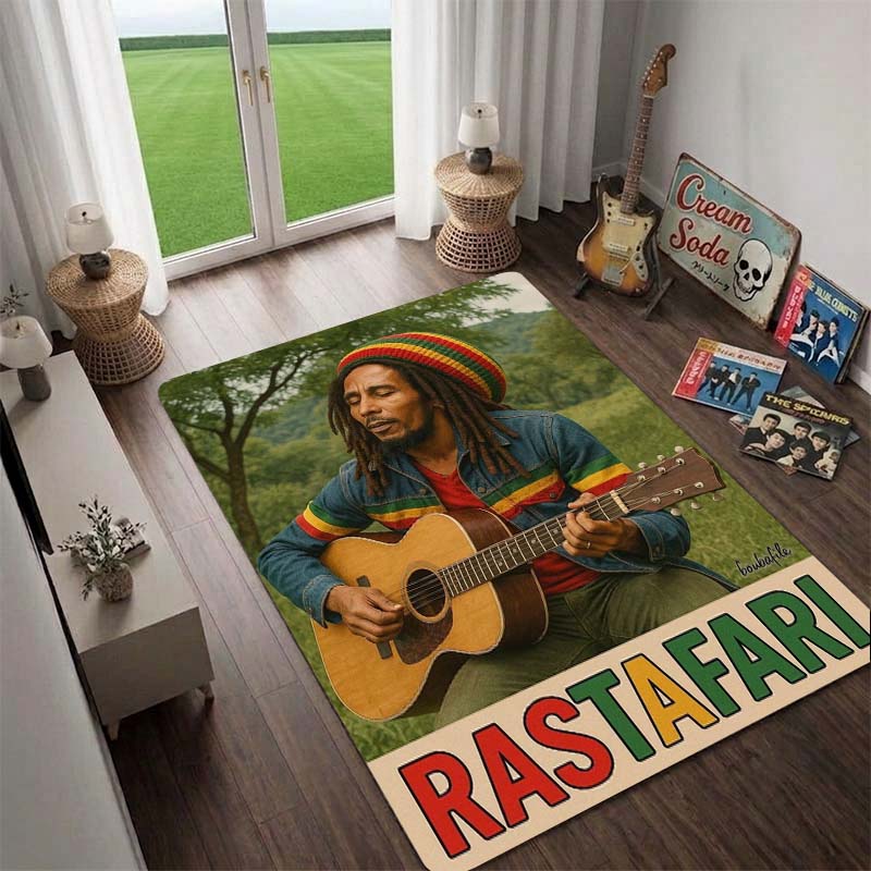 BobMarley Music Reggae Rug, Floor Mat for Computer Chair, Doormat,Living Room Rug, Bedside Carpet