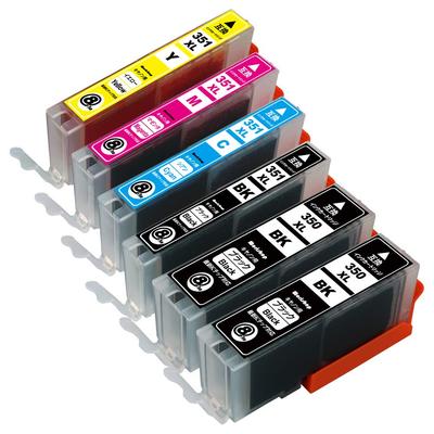 Morishop x Zestaw 6 Kompatybilnych Kartridży z Tuszem dla z Wskaźnikiem Poziomu i Najnowszym IC BCI-351XL (Czarny/Cyjan/Magenta/Żółty) + BCI-350XL (Czarny 2) - -
