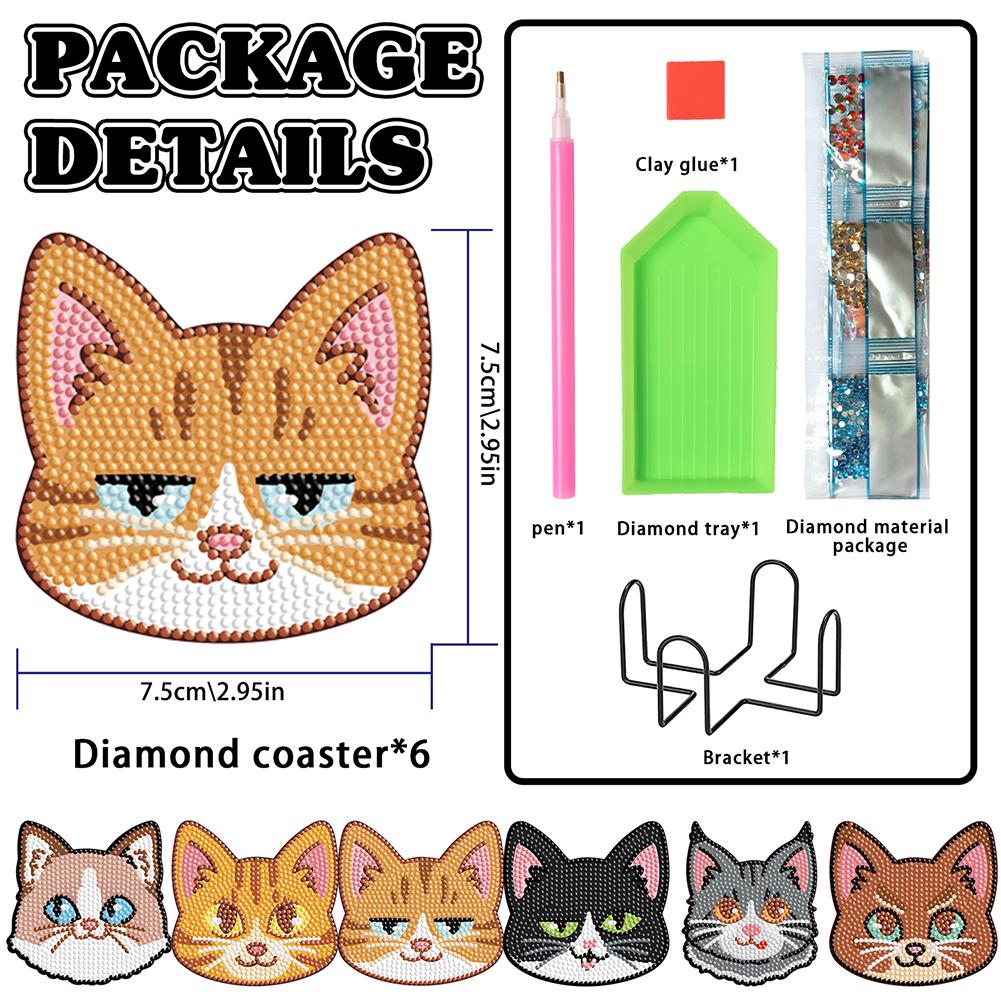 6 stuks Diamant Schilderen Onderzetters Kits met Houder Houten Papegaai Aardbei Dwerg Hippie Skelet voor Feest Huisdecoratie Knutselen
