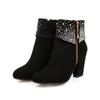 Damenmode Strass Klobige Reißverschluss Lederstiefel Mit Zeitlosem Design-Appeal