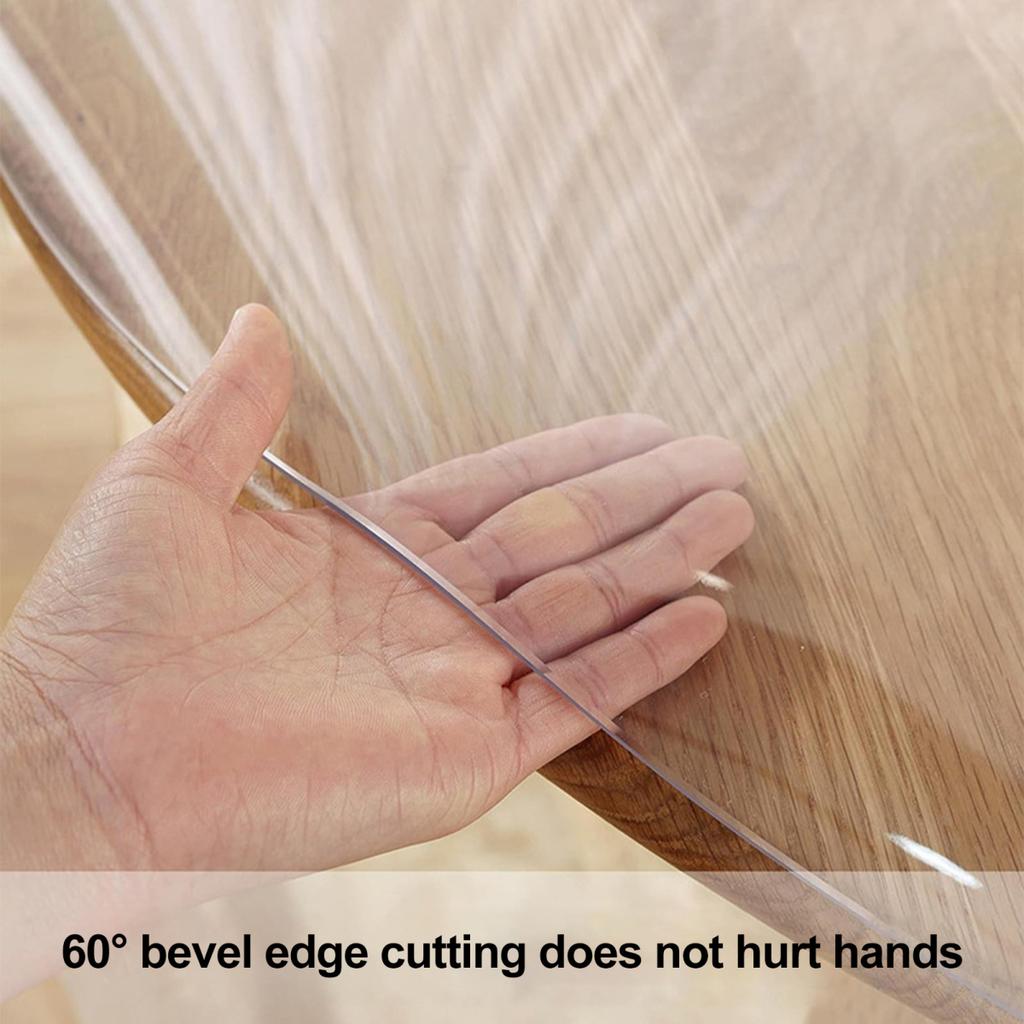 Yousheng Transparente Esstischmatte, verdickter sichtbarer runder Tischschutz, öldicht, rutschfest, hitzebeständig, wasserdichte Tischunterlage für Couchtisch