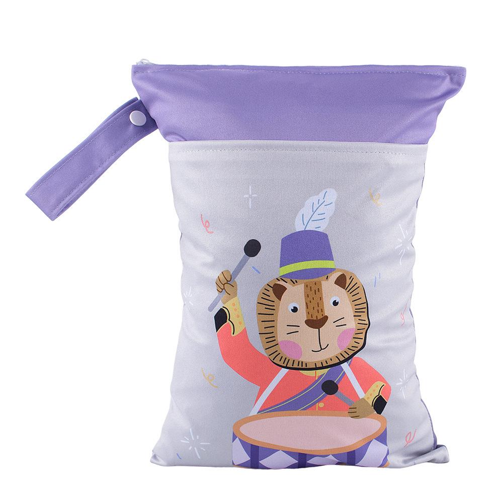 Cross-border Cartoon Print Hanging Baby Storage Bag, Reusable Diaper Bag with Wet/Dry Separation, Double-layer.