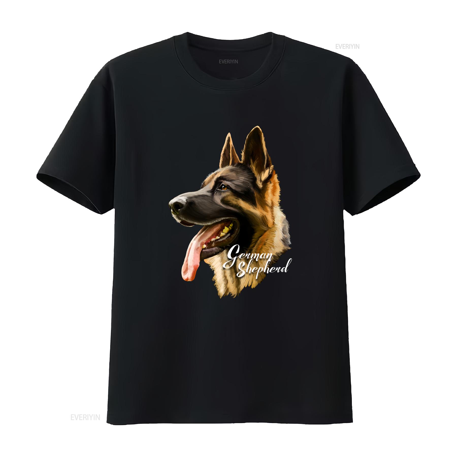 

German Shepherd Sharp Dog T Shirt Dogs s Black vintage Washed Top For Everyday Wear fashion Versatile Stretched Breathable 4XL