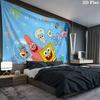 SpongeBob Cartoon Wall tapestry, aesthetic printed fabric blanket, suitable for bedroom, living room, and home decor.