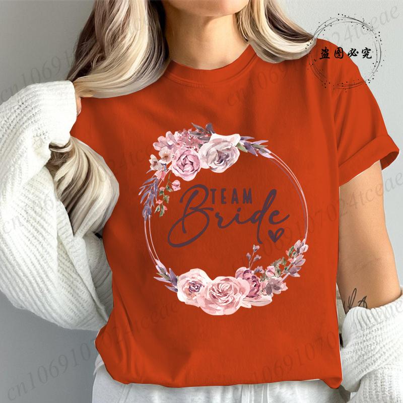 Bridal Graphic T Shirt for Women T Shirt Bride Team Tshirt Bride To Be Fashion T Shirt Women Bachelorette Party TShirt Tops T01