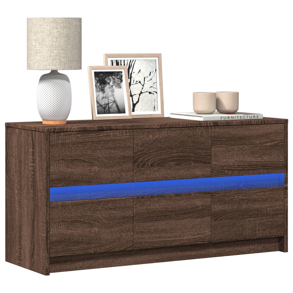 TV Cabinet with LED Lighting Brown Oak Effect 100 x 34 x 50 cm