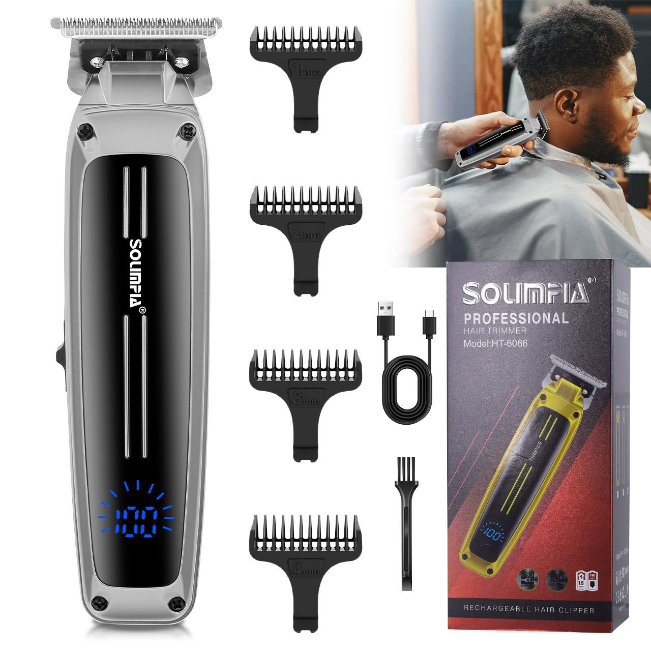 

Профессиональные машинки для стрижки волос SOLIMPIA, беспроводная машинка для стрижки волос для мужчин, аккумуляторная машинка для стрижки бороды для мужчин серебряный