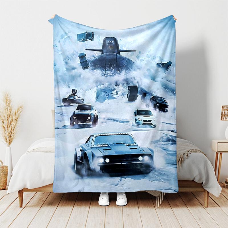 1pc Blanket Fast and Furious Print Design, Lightweight Blanket for Sofa, Bed- Soft &Warm, Gift for All Seasons like Christmas, Halloween