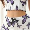 Women's Cami Pajama Set 2 Piece Ribbed Sleeveless Crop Top And Shorts Camisole Pjs Set Summer Cute Butterfly Print Sleepwear