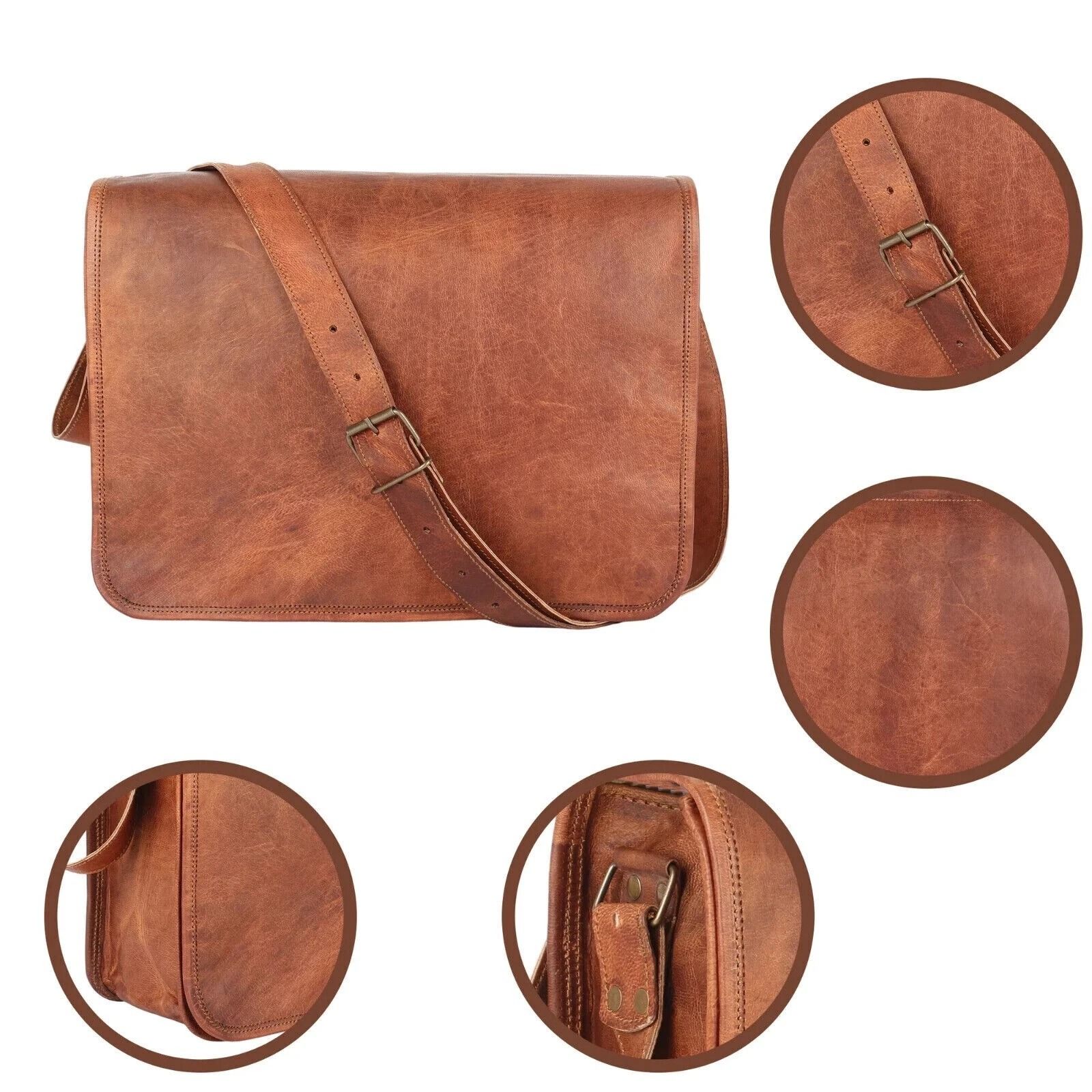 

Сумка-портфель, сумка-мессенджер, мужская, из гладкой воловьей кожи, винтажная, для ноутбука 18 x 14 x 6 in