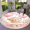 1PC Teddy Bear Pink Non-Slip Floor Round Carpet, Office, Family, Bedroom, Large Area Rug Indoor Rugs,  Durable Polyester-L0418