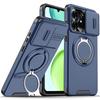 Magnetic Metal Ring Stand Armor Case For Honor X6d Play 80 Slide Push Window Lens Protection TPU Frame Hard Plastic Phone Cover
