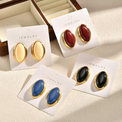 Statement Geometric Resin Stud Earrings for Women, Retro Ellipse Fashion Earrings, Wedding Bride Party Jewelry Gift