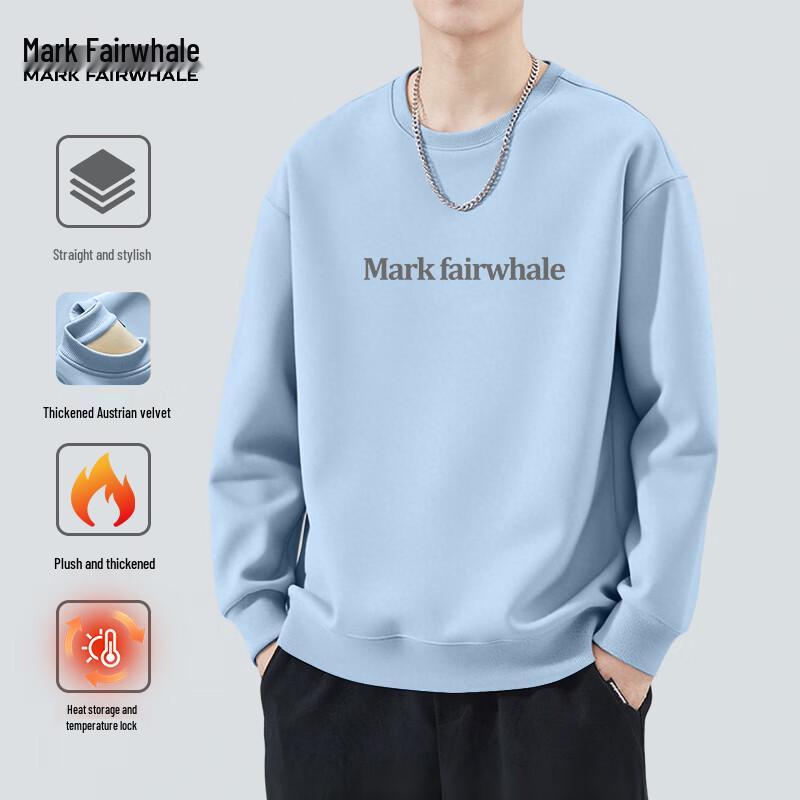 Mark Fairwhale Men's Letter Print Fleece Crewneck Sweatshirt