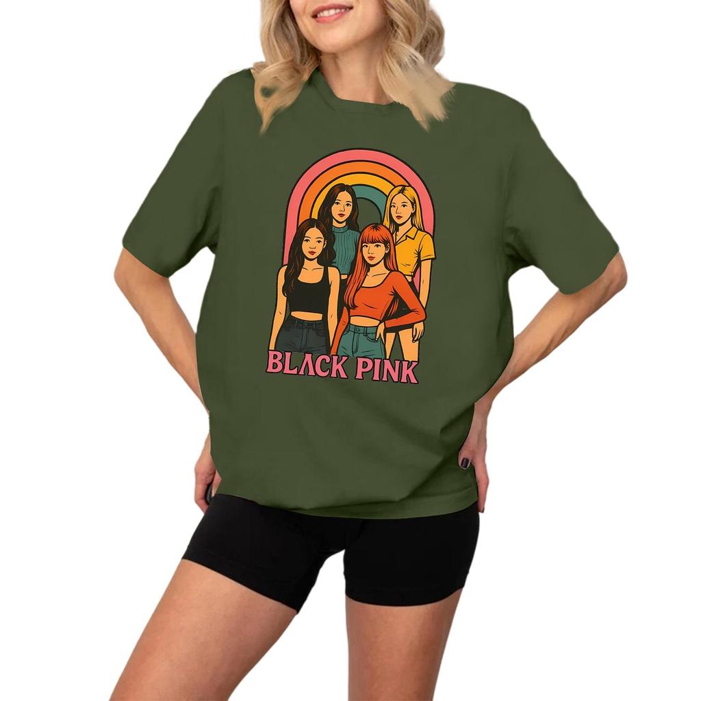 Damen Modisches Und Lässiges Langarm Bedrucktes Kurzarm-Oberteil