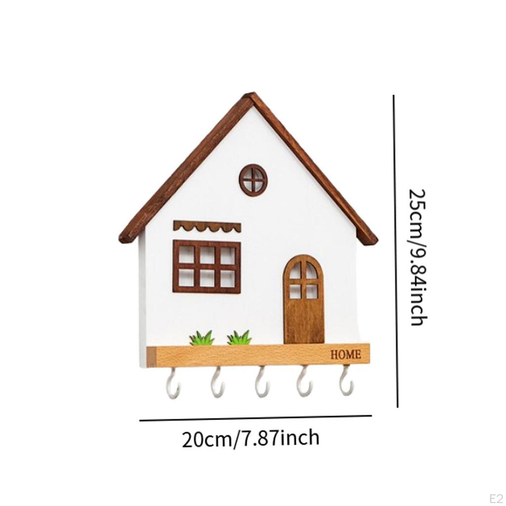 Wooden Key Holder Coat Hanger 5 Hooks Porch Sturdy Wall Mounted Office Home Entryway Hallway Indoor