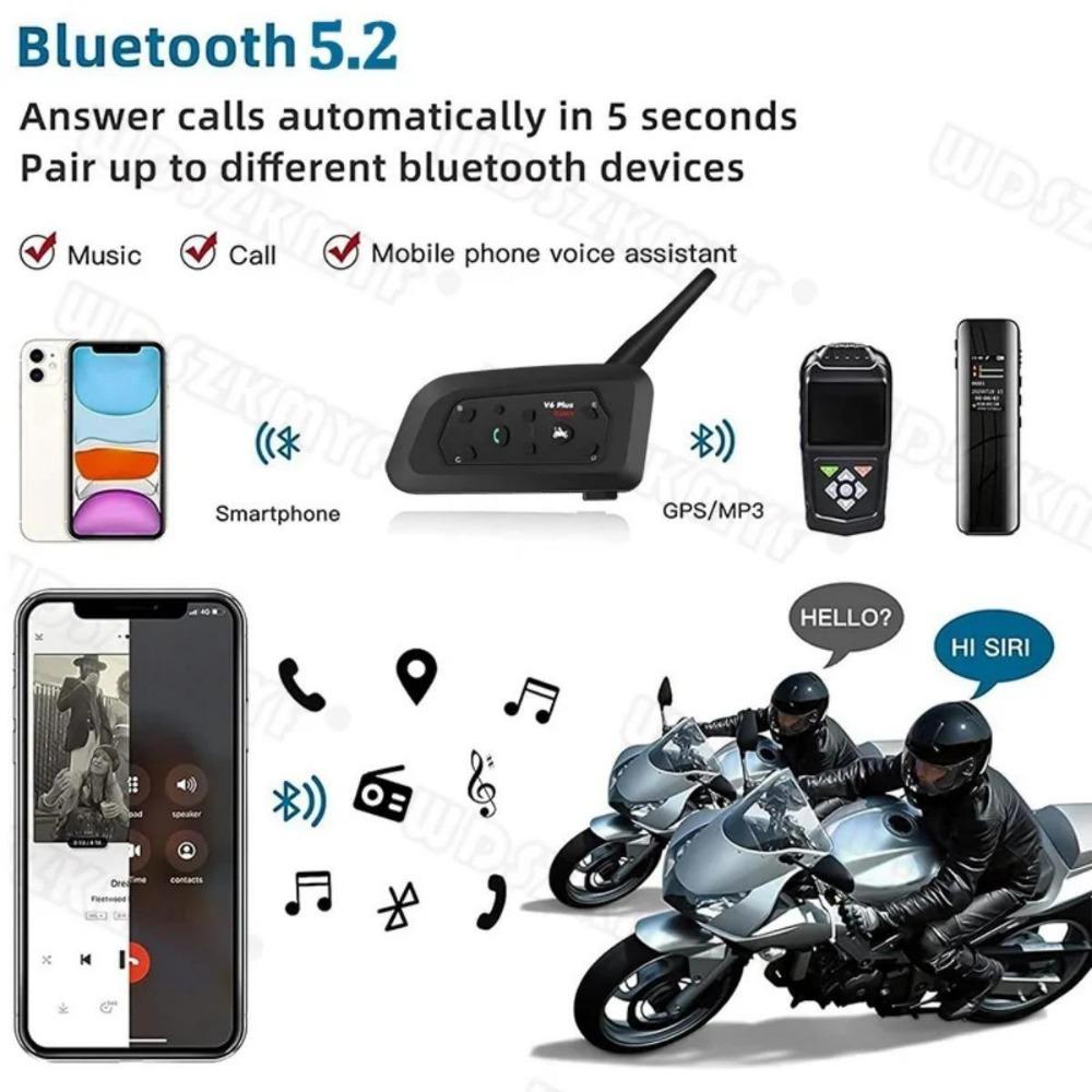 Zestaw słuchawkowy Bluetooth V6 Plus Smart Motorcycle, obsługa telefonu z muzyką GPS, wodoodporny interkom wielofunkcyjny