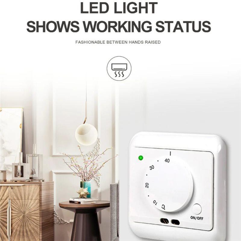 A84E-ME720 Mechanical Heating Thermostat 16A Accurate Temperature Control 110V-230V Easily Knob Adjustment
