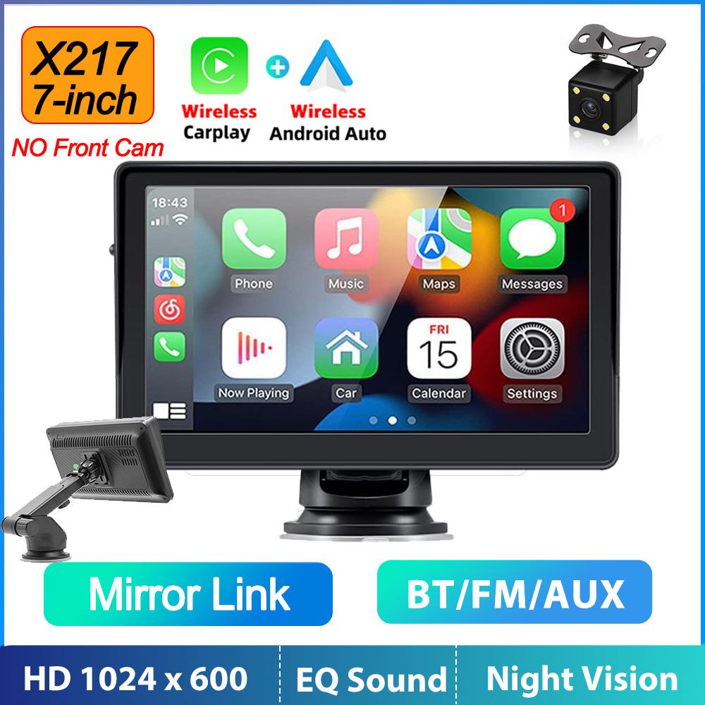 7/9INCH  Stereo Receiver Car Radio With Dashcam Wireless Carplay Android Auto GPS Navigation Automotive Multimedia Player 12LED