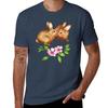 Vintage Rabbit Pair In Spring TShirt Minimalist Plain Crew Neck TShirt