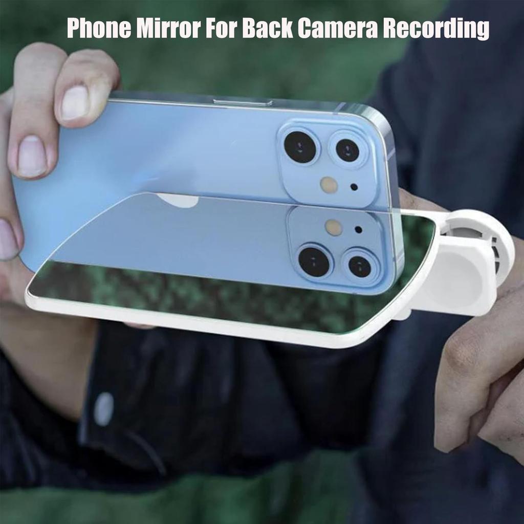 Adjustable Folding HD Glass Mirror W/ Adjustable Angle Smartphone Camera Reflection Clip Kit for Outdoor Travel Photography