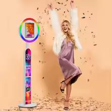 Vysoce kvalitní přenosný 12,9palcový 13palcový iPad Foto budka Nastavitelná Foto budka Nastavitelné kruhové RGB výplňové světlo Párty Svatba