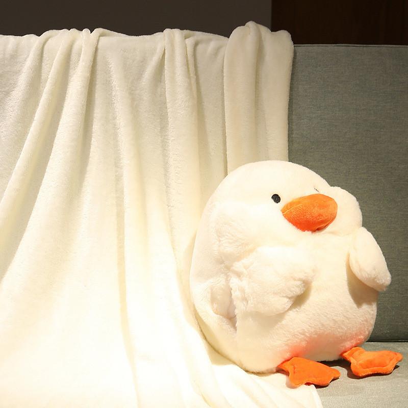 Cartoon Duck Warm Hand Pillow With Flannel Blanket For Office Napping And Travel Comfort