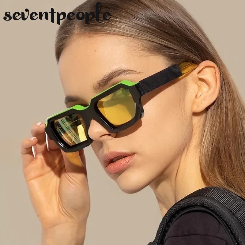 Vintage Rectangle Sunglasses Men  Luxury Brand Designer Retro Rectangular Sun Glasses For Female Thick Frame Square Shades