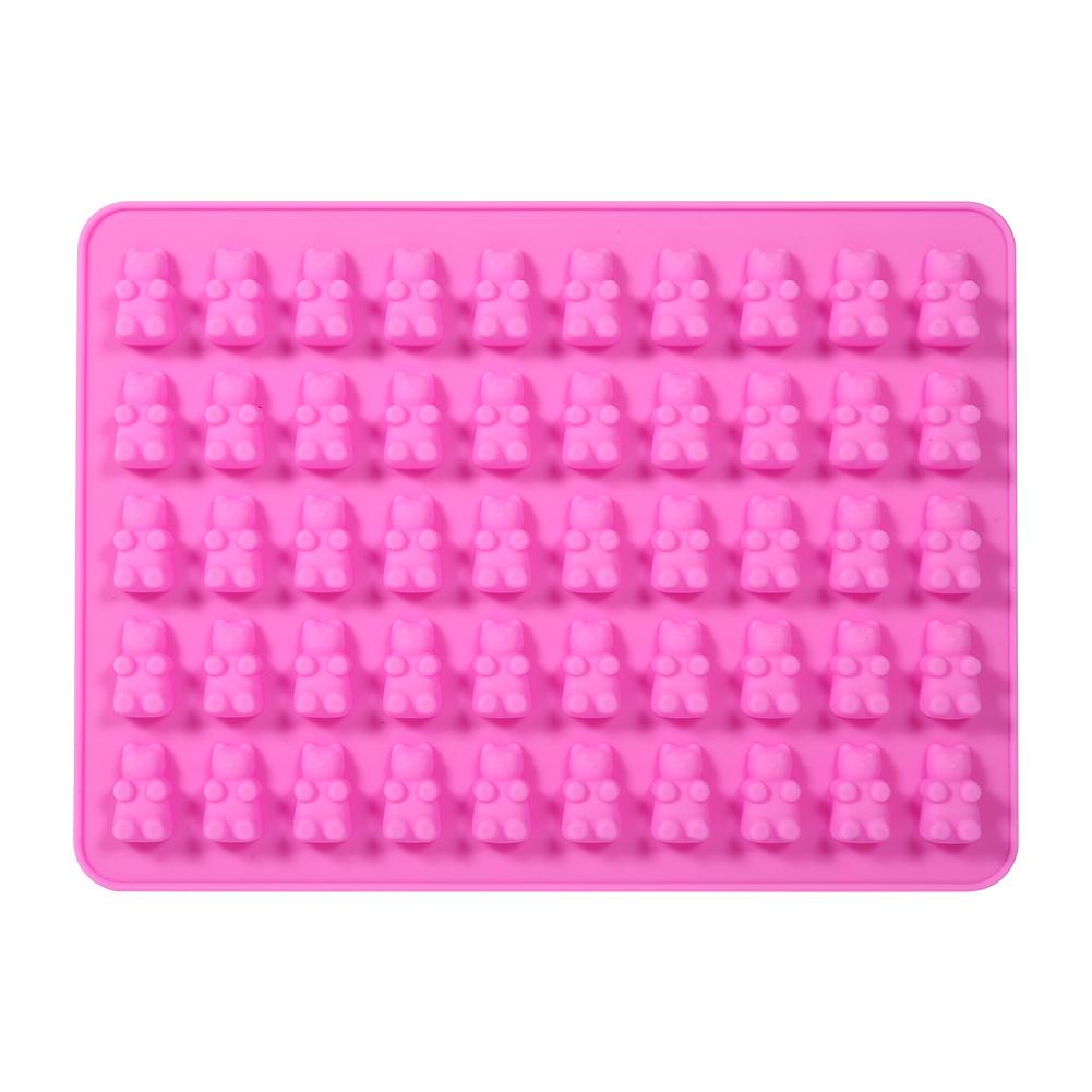 50 Cavities Chocolate Ice Tray Bear Silicone Mould Maker Baking Candy Mold DIY Craft Pink