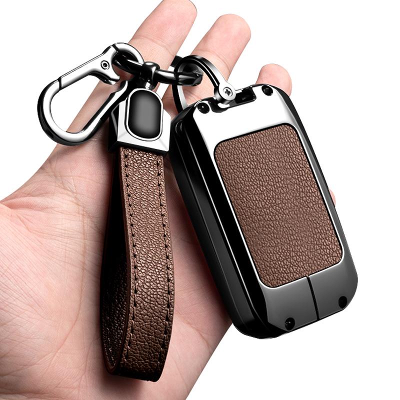 Metal+Leather Car Key Case For Mazda Ez6 Ez-6 Ez-60 Ez60 Remote Cover Bag Shell Keychain Housing Ring Holder Fob Accessories