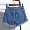 High-waisted Denim Shorts for Women In Summer Students Loose Curly Edges To Make Them Look Slim A-line Wide-leg Pants Korean Version