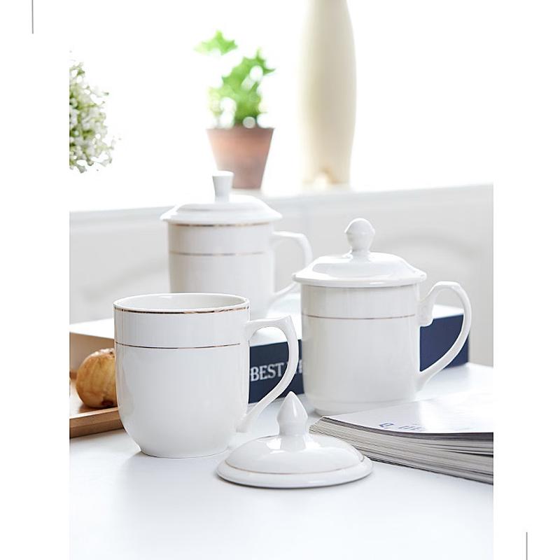 Shengye Ceramic Conference & Office Mugs with Gold Trim