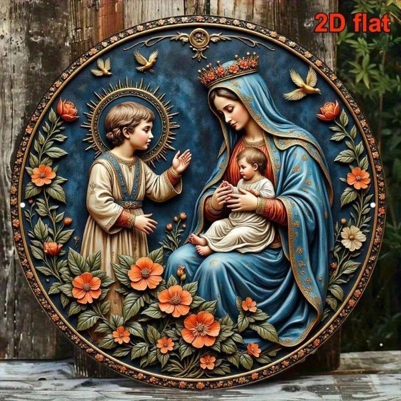 

Metal Poster Virgin Mary Jesus 8 Inch Wall Art Home Decoration Aluminum Icon Gift